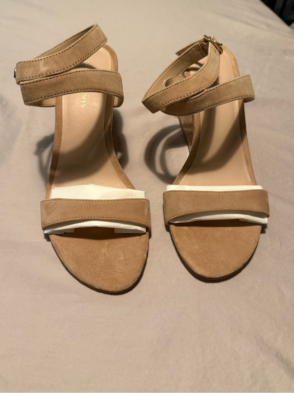 New without Box. Size 7.5. Stuart Weitzman Neutral Taupe Suede Strappy Sandals